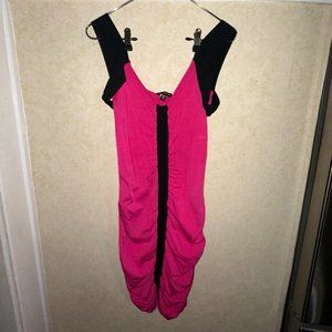 Hot Pink Bodycon Dress with Black Stripe
